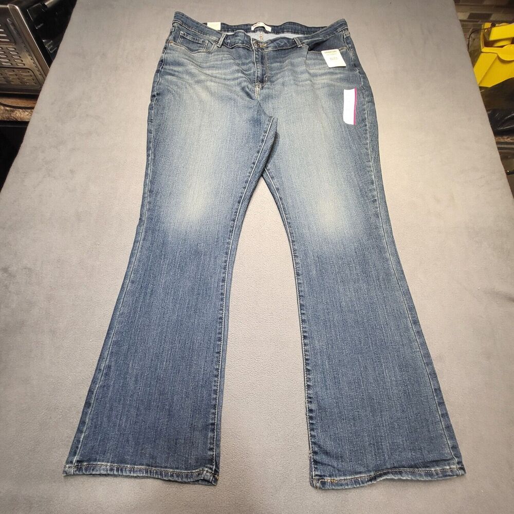 Levis Strauss Signature Womens 24 Mid Rise Boot Cut Stretch Blue Denim Jeans New